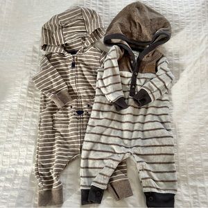 3 for $30 CARTER'S Bundle of 2 Warm Winter Hooded One Piece Outfits